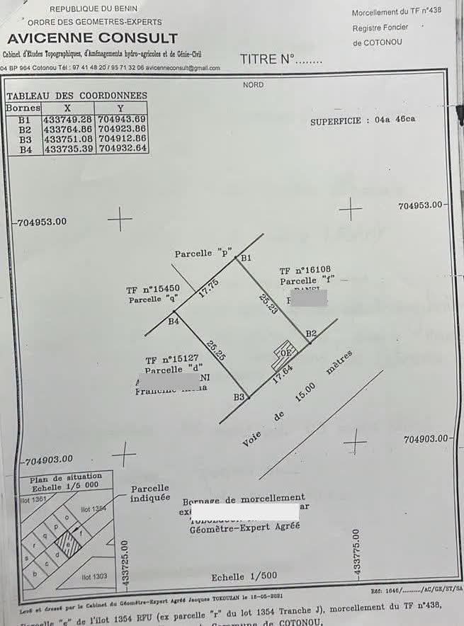 PARCELLE DÉJÀ LOTIE ET RECASÉE À VENDRE, DERRIÈRE LA PHARMACIE ST GABRIEL - AGONTIKON - COTONOU
