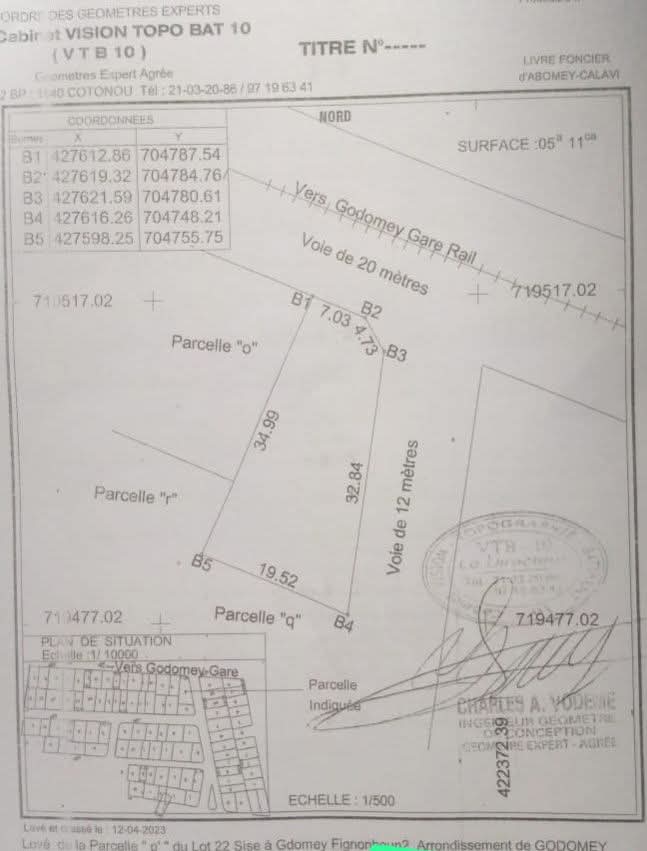 PARCELLE EN ANGLE DE RUE DÉJÀ LOTIE ET RECASÉE À VENDRE, GODOMEY MAGASIN - VONS FILAO - FIGNONHOU 2 - GODOMEY
