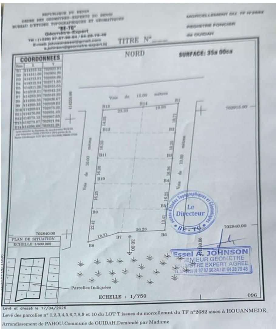 DOMAINE DE 10 PARCELLES EN ANGLE DE RUE À VENDRE, TERRAIN DE GOLF - CLUB MÉDITERRANÉ - AVLÉKÉTÉ - PAHOU - OUIDAH